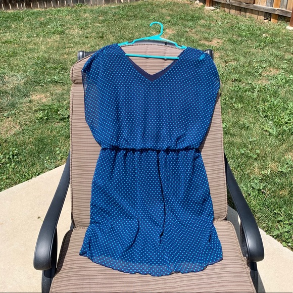 navy/turquoise polka dot dress, size 12 👗 - Picture 2 of 2